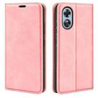 For OPPO A17 Retro-skin Magnetic Suction Leather Phone Case(Pink) - 1