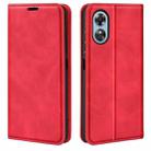 For OPPO A17 Retro-skin Magnetic Suction Leather Phone Case(Red) - 1