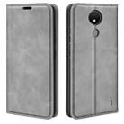 For Nokia C21 Retro-skin Magnetic Suction Leather Phone Case(Grey) - 1