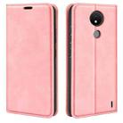 For Nokia C21 Retro-skin Magnetic Suction Leather Phone Case(Pink) - 1