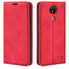 For Nokia C21 Retro-skin Magnetic Suction Leather Phone Case(Red) - 1