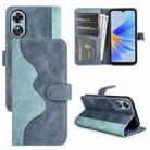 For OPPO A17 Stitching Horizontal Flip Leather Phone Case(Blue) - 1