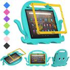 For Amazon Kindle Fire HD10 2021 Octopus Style EVA + PC Tablet Case with Strap(Glacial Green) - 1