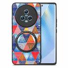 For Honor Magic5 Colored Drawing Leather Skin Magnetic Back Cover Phone Case(Rhombus Mandala) - 1