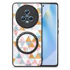 For Honor Magic5 Colored Drawing Leather Skin Magnetic Back Cover Phone Case(Rhombus) - 1