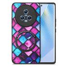 For Honor Magic5 Colored Drawing Leather Skin Magnetic Back Cover Phone Case(Purple Scales) - 1