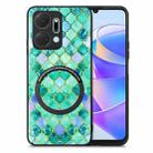 For Honor X7A Colored Drawing Leather Skin Magnetic Back Cover Phone Case(Emerald) - 1