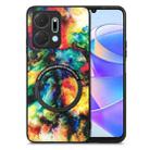 For Honor X7A Colored Drawing Leather Skin Magnetic Back Cover Phone Case(Colorful Cloud) - 1