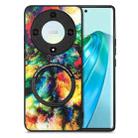 For Honor X9A Colored Drawing Leather Skin Magnetic Back Cover Phone Case(Colorful Cloud) - 1