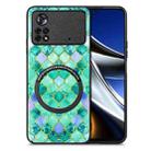 For Xiaomi Poco X4 Pro 5G Colored Drawing Leather Skin Magnetic Back Cover Phone Case(Emerald) - 1