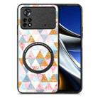 For Xiaomi Poco X4 Pro 5G Colored Drawing Leather Skin Magnetic Back Cover Phone Case(Rhombus) - 1