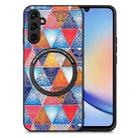 For Samsung Galaxy A34 5G Colored Drawing Leather Skin Magnetic Back Cover Phone Case(Rhombus Mandala) - 1