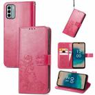 For Nokia G22  Four-leaf Clasp Embossed Buckle Leather Phone Case(Magenta) - 1