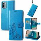 For Nokia G22  Four-leaf Clasp Embossed Buckle Leather Phone Case(Blue) - 1