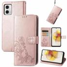 For Motorola Moto G73 Four-leaf Clasp Embossed Buckle Leather Phone Case(Rose Gold) - 1