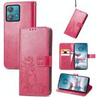 For Motorola Edge 40 Neo Four-leaf Clasp Embossed Leather Phone Case(Magenta) - 1