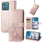 For Motorola Edge 40 Neo Four-leaf Clasp Embossed Leather Phone Case(Rose Gold) - 1