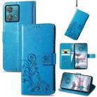 For Motorola Edge 40 Neo Four-leaf Clasp Embossed Leather Phone Case(Blue) - 1