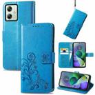 For Motorola Moto G54 5G Four-leaf Clasp Embossed Leather Phone Case(Blue) - 1