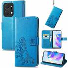 For Honor X7a Four-leaf Clasp Embossed Leather Phone Case(Blue) - 1