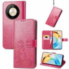 For Honor  X50 Four-leaf Clasp Embossed Leather Phone Case(Magenta) - 1