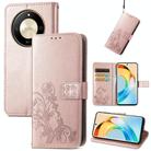 For Honor  X50 Four-leaf Clasp Embossed Leather Phone Case(Rose Gold) - 1