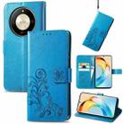 For Honor  X50 Four-leaf Clasp Embossed Leather Phone Case(Blue) - 1