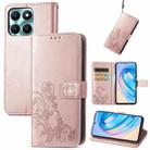 For Honor X6A Four-leaf Clasp Embossed Leather Phone Case(Rose Gold) - 1