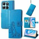 For Honor X6A Four-leaf Clasp Embossed Leather Phone Case(Blue) - 1