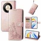 For Honor X9b Four-leaf Clasp Embossed Leather Phone Case(Rose Gold) - 1