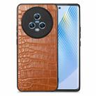 For Honor Magic5 Crocodile Grain Leather Back Cover Phone Case(Brown) - 1