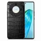 For Honor X9A Crocodile Grain Leather Back Cover Phone Case(Black) - 1