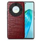 For Honor X9A Crocodile Grain Leather Back Cover Phone Case(Red) - 1