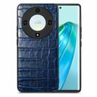 For Honor X9A Crocodile Grain Leather Back Cover Phone Case(Blue) - 1