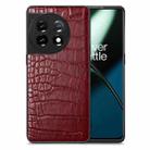 For OnePlus 11 Crocodile Grain Leather Back Cover Phone Case(Red) - 1