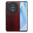 For Honor Magic5 Snakeskin Leather Back Cover Phone Case(Red) - 1