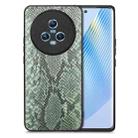 For Honor Magic5 Snakeskin Leather Back Cover Phone Case(Green) - 1