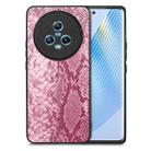 For Honor Magic5 Snakeskin Leather Back Cover Phone Case(Pink) - 1