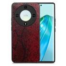 For Honor X9A Snakeskin Leather Back Cover Phone Case(Red) - 1