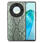 For Honor X9A Snakeskin Leather Back Cover Phone Case(Green) - 1