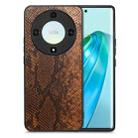 For Honor X9A Snakeskin Leather Back Cover Phone Case(Brown) - 1