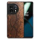 For OnePlus 11 Snakeskin Leather Back Cover Phone Case(Brown) - 1