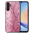 For Samsung Galaxy A34 5G Snakeskin Leather Back Cover Phone Case(Pink) - 1