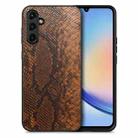 For Samsung Galaxy A34 5G Snakeskin Leather Back Cover Phone Case(Brown) - 1