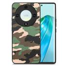 For Honor X9A Camouflage Leather Back Cover Phone Case(Green) - 1