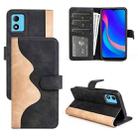 For TCL 305i Stitching Horizontal Flip Leather Phone Case(Black) - 1