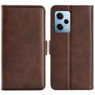 For Xiaomi Redmi Note 12 Pro 5G Global Dual-side Magnetic Buckle Horizontal Flip Leather Phone Case(Brown) - 1