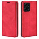 For Xiaomi Redmi Note 12 4G Global Retro-skin Magnetic Suction Leather Phone Case(Red) - 1