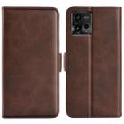 For Motorola Moto G72 Dual-side Magnetic Buckle Horizontal Flip Leather Phone Case(Brown) - 1