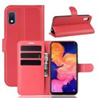 Litchi Texture Horizontal Flip PU Leather Case for Galaxy A10e, with Holder & Card Slots & Wallet(Red) - 1